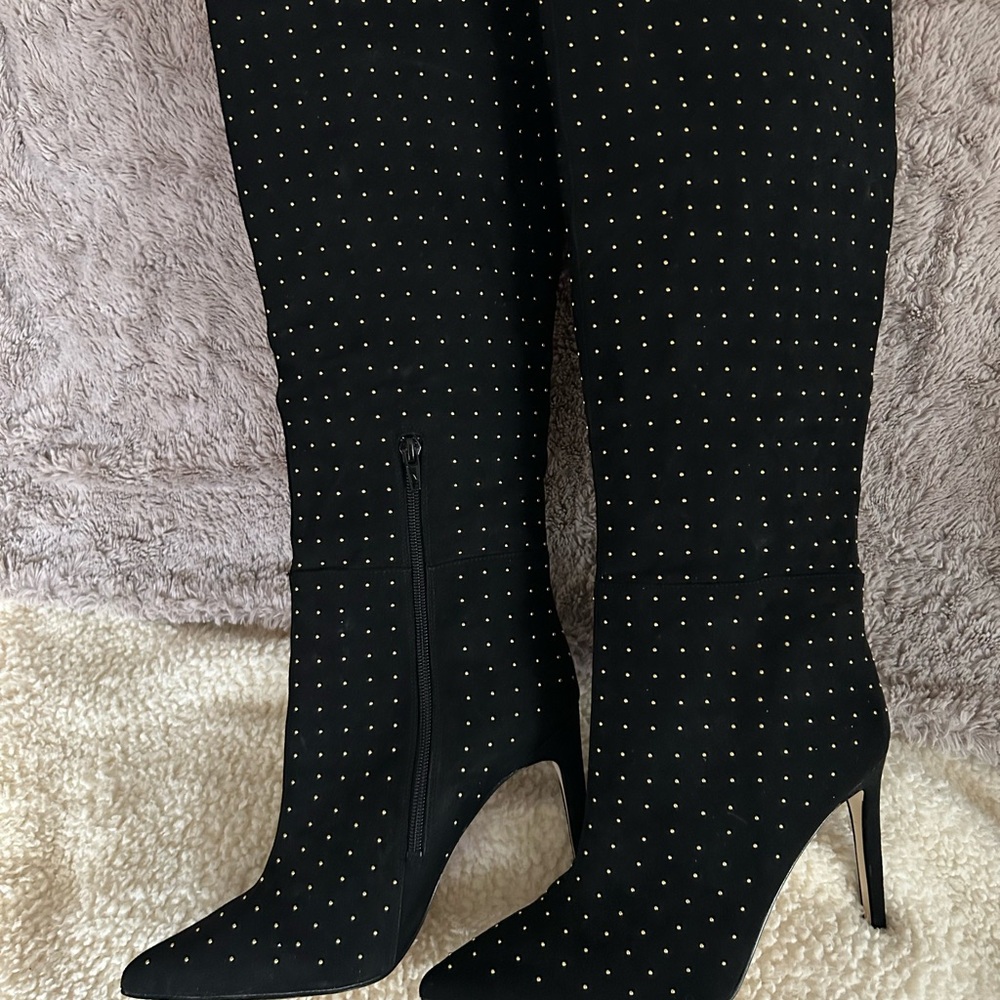 Guess Black Studded Heeled Boots